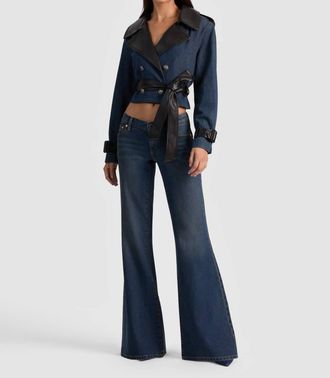 Alice & Olivia Keith Cropped Denim Trench Coat In Clementine Tint