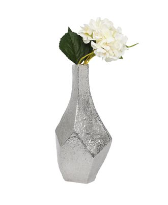 Classic Touch Silver Dimensional Centerpiece Vase Raw Finish