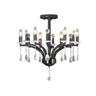 Netlighting Fiore Semi Flush Ceiling Pendant 6 Light Black Chrome Crystal
