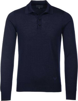Armani Klassiek poloshirt met lange mouwen - Heren - Truien - Blauw - Maat: S