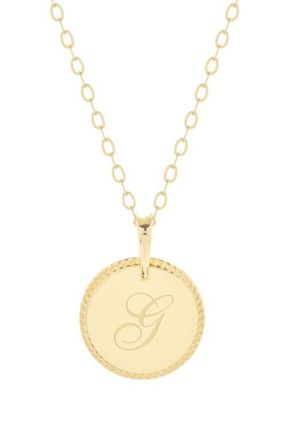 Brook & York Milia Initial Pendant Necklace in Gold G at Nordstrom