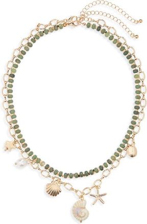 BP. Set of 2 Bead & Charm Necklaces in Gold Multi at Nordstrom