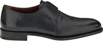 Ferragamo Mens Leather Derby Shoes In Black