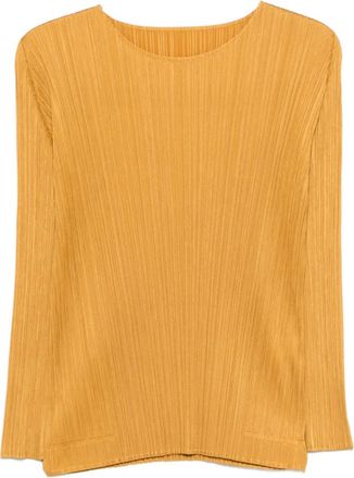 Pleats Please Issey Miyake Monthly Colors: September geplooide blouse met lange mouwen - Geel