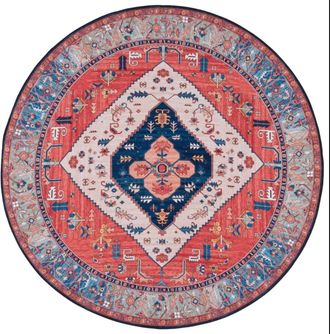 Safavieh Alfombra geom&eacute;trico de poli&eacute;ster naranja/azul, 183 cm