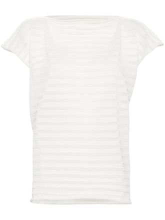 Pleats Please Issey Miyake Gebreide top met mesh - Wit