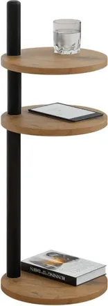 OEM Mesa Auxiliar Redonda Tipo Loft De 3 Niveles, 30x30x97 Cm, Metal Negro