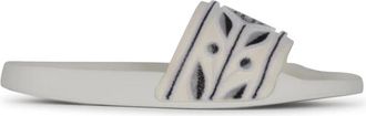Casablanca Geborduurde Pool Slide - Heren - Sandalen - Wit - 41 EU - Katoen - Schoenen