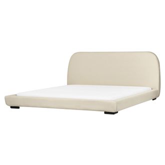 Beliani Cama De Agua Con Somier Cl&aacute;sica Con Cabecero Tapizado De Tela Beige Claro 180 X 200 Cm Roisel