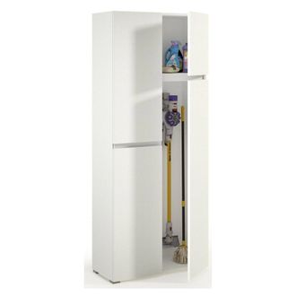 Dmora Armario Multiusos Grande Camelia, Mueble Multiusos Con 4 Puertas, Zapatero, Armario Que Ahorra Espacio, 100% Made In Italy, 80x37h195 Cm, Blanco, Con 