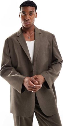 Asos Giacca da abito comoda extra larga marrone m&eacute;lange testurizzato