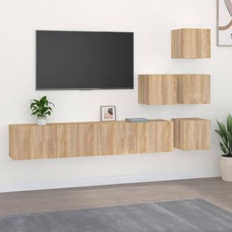Berkfield Home Wall-mounted TV Cabinet Sonoma Oak Engineered Wood in Brown