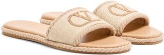 Valentino Garavani VLOGO Torchon Flat Espadrille Slide Sandal in Beige at Nordstrom, Size 10Us