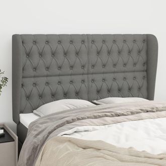 vidaXL Cabecero Con Orejas De Tela Gris Oscuro 147x23x118/128 Cm Vidaxl