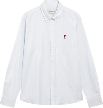 Ami Klassiek Passende Oxford Shirt - Dames - Overhemden - Blauw - S - Katoen - Overhemden
