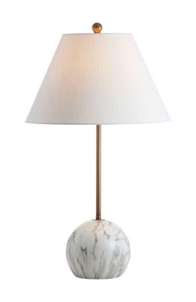 Jonathan Y Designs Miami 29 Minimalist Resin/Metal LED Table Lamp in Gold/white at Nordstrom