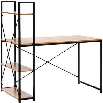 5five Simply Smart Five Simply Smart - Scrivania Aliaj Effetto Rovere Naturale Con Ripiani Laterali 113x60x120cm