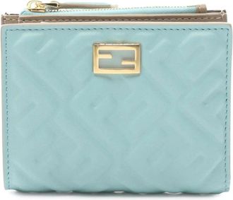 Fendi Pre-owned Wallets, female, Blue, Size: ONE SIZE Pre-owned Zucca Print Small Wallet