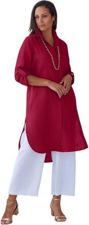 Jessica London Linen Mega Tunic in Rich Burgundy at Nordstrom, Size 26