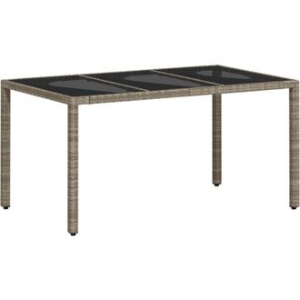 vidaXL Mesa De Jard&iacute;n Superficie De Vidrio Rat&aacute;n Pe Gris 150x90x75 Cm Vidaxl