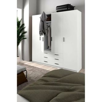 Dmora Dmora - Gran Armario Epipola, Muebles De Dormitorio, Vestidor, Armario De Ropa, 196x50 H200 Cm, Blanco