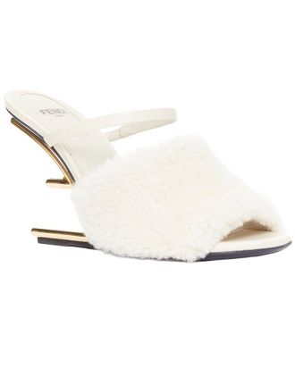 Fendi Fendi Womens Wool/Hair First F Heel Mule (Authentic Pre-Loved)