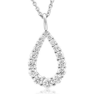 Pompeii3 1/2Ct Pear Shape Lab Grown Diamond Pendant 10k White or Yellow Gold Necklace