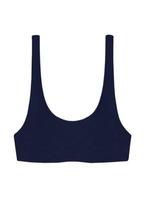 JADE Swim Womens Round Edges Bikini Top In Navy