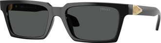 Versace Dark Grey Rectangular Mens Sunglasses VE4490U GB1/87 55