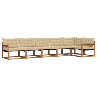 vidaXL Conjunto De Sof&aacute;s De Exterior Con Coj&iacute;n 6 Pcs Natural Y Beige Vidaxl