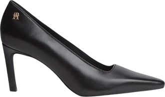 Tommy Hilfiger Schoenen, Dames, Zwart, 40 EU, Leer, TH Monogram Leren Hoge Hakken