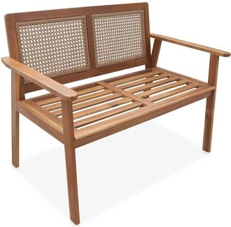 Sweeek 2-seater wooden bench, Manabi, Natural, 120x60x90 cm