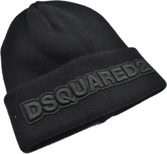 Dsquared2 Stijlvolle Beanie - Heren - Hoeden - Zwart - ONE Size - Wol - Accessoires