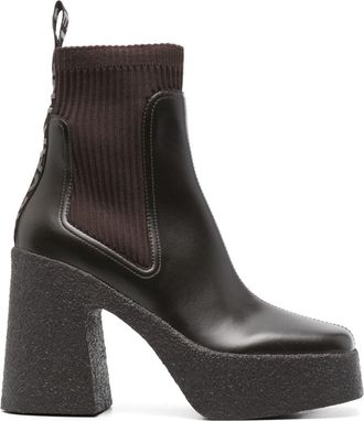 Stella McCartney Skyla 110mm logo-tape boots - women - Other fibres - 40 - Brown