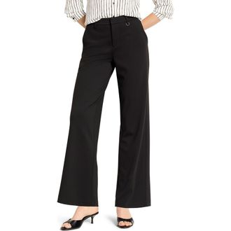 Nic+Zoe Lenox Buckle Detail Wide Leg Ponte Pants in Black Onyx at Nordstrom Rack, Size X-Large
