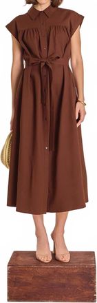 English Factory Sahara Linen Dress In Brown