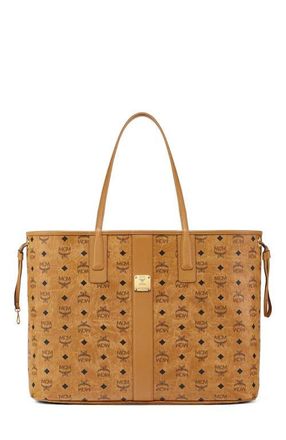 MCM Large Reversible Liz Shopper in Visetos in Cognac at Nordstrom