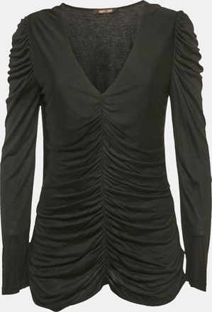 Roberto Cavalli Black Ruched Jersey Top