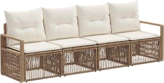 vidaXL Conjunto De Sof&aacute;s De Jard&iacute;n 4 Uds. Beige Rat&aacute;n Sint&eacute;tico Vidaxl
