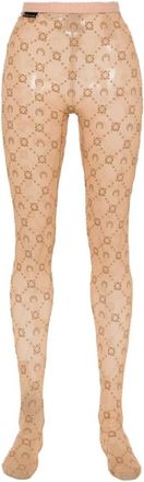 Marine Serre Tights, female, Brown, S, Moonogram Mesh Underwear with Elastic Waistband