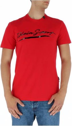 Plein Sport Tops, Heren, Rood, L, Katoen, Signature TShirt