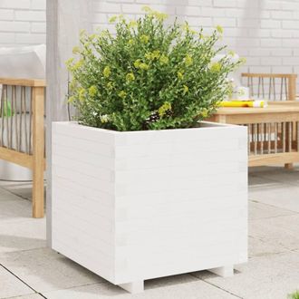 Berkfield Home Garden Planter White 50x50x49.5 cm Solid Wood Pine