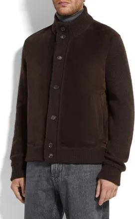 Ermenegildo Zegna Oasi Cashmere Cardigan in Dark Brown Melange at Nordstrom, Size 38 Us