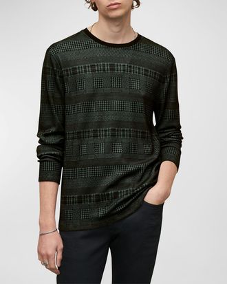 John Varvatos Mens Reade Mixed-Pattern T-Shirt