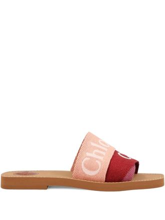 Chlo&eacute; logo-embellished sandals - women - Cotton/Polyester/Cotton/Polyester/Calf Leather/Polyethylene vinyl acetate (PEVA) - 37 - Pink