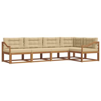 vidaXL Conjunto De Sof&aacute;s De Exterior Con Coj&iacute;n 5 Pcs Natural Y Beige Vidaxl