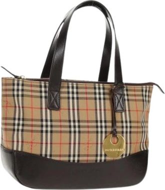 Burberry Pre-owned Handbags, female, Beige, Size: ONE SIZE Pre-owned Canvas Handbag