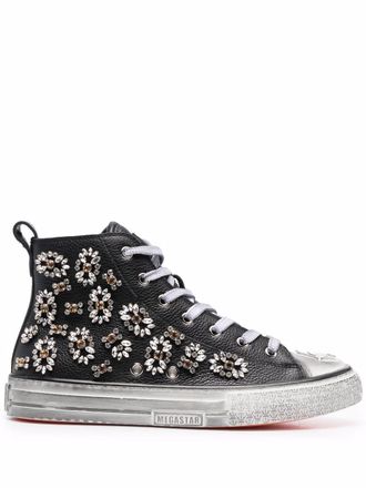 Philipp Plein Megastar crystal-embellished high-top sneakers - Black