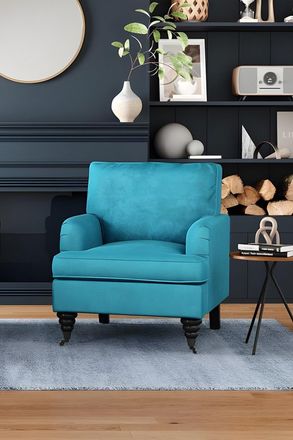 Living and Home Modern Accent Chair with Arms and Wooden Legs