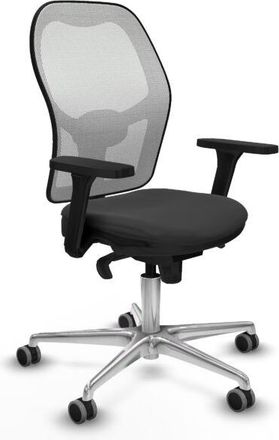 Piqueras y Crespo Piqueras Y Crespo - Jorquera Sincro Malla Blanca Similpiel Gris Oscuro Brazos 3d Base Aluminio Ruedas 65mm Engomada